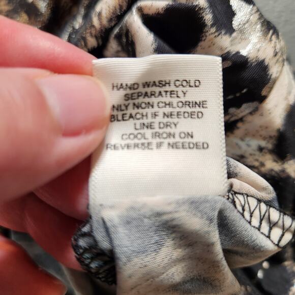 STUDIO Y Black Silver Gray Metallic Animal Print Sleeveless Mini Cocktail Dress - Picture 6 of 11